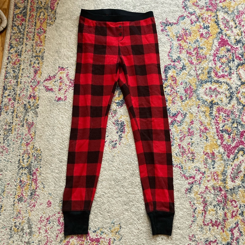 Old Navy Long John Legging Pajama Pants, Red and Black Checkered